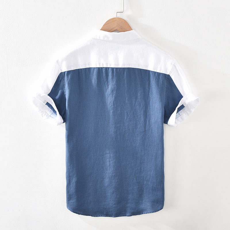 Boy's Patchwork Linen Short Sleeve Shirt