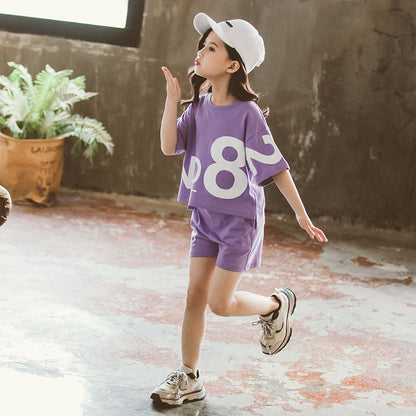 Loose Children's Wear Girl Short-sleeved