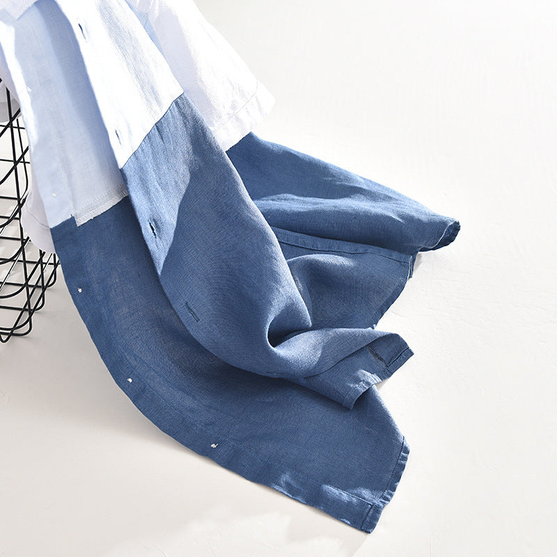 Boy's Patchwork Linen Short Sleeve Shirt