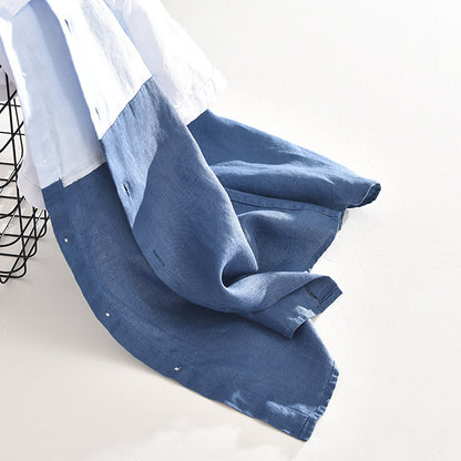 Boy's Patchwork Linen Short Sleeve Shirt